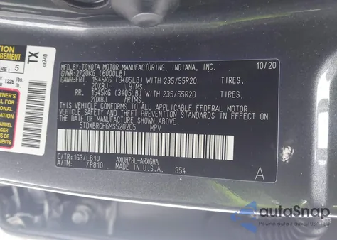 2021 Toyota Highlander Hybrid Limited z USA, uszkodzony, nr VIN 5TDXBRCH6MS520205